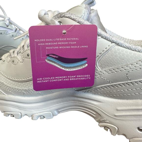 Skechers Women\'s D\'Lites Fresh Start Sneaker White/Silver #11931 Size 9 NEW